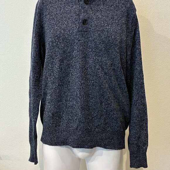 J.Crew Lambswool Blend Fisherman Sweater Mens L Blue Shawl Collar Academia - Picture 3 of 8